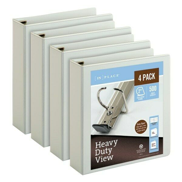 4-Pack Office Depot Heavy-Duty D-Ring View Binders White 2" Rings